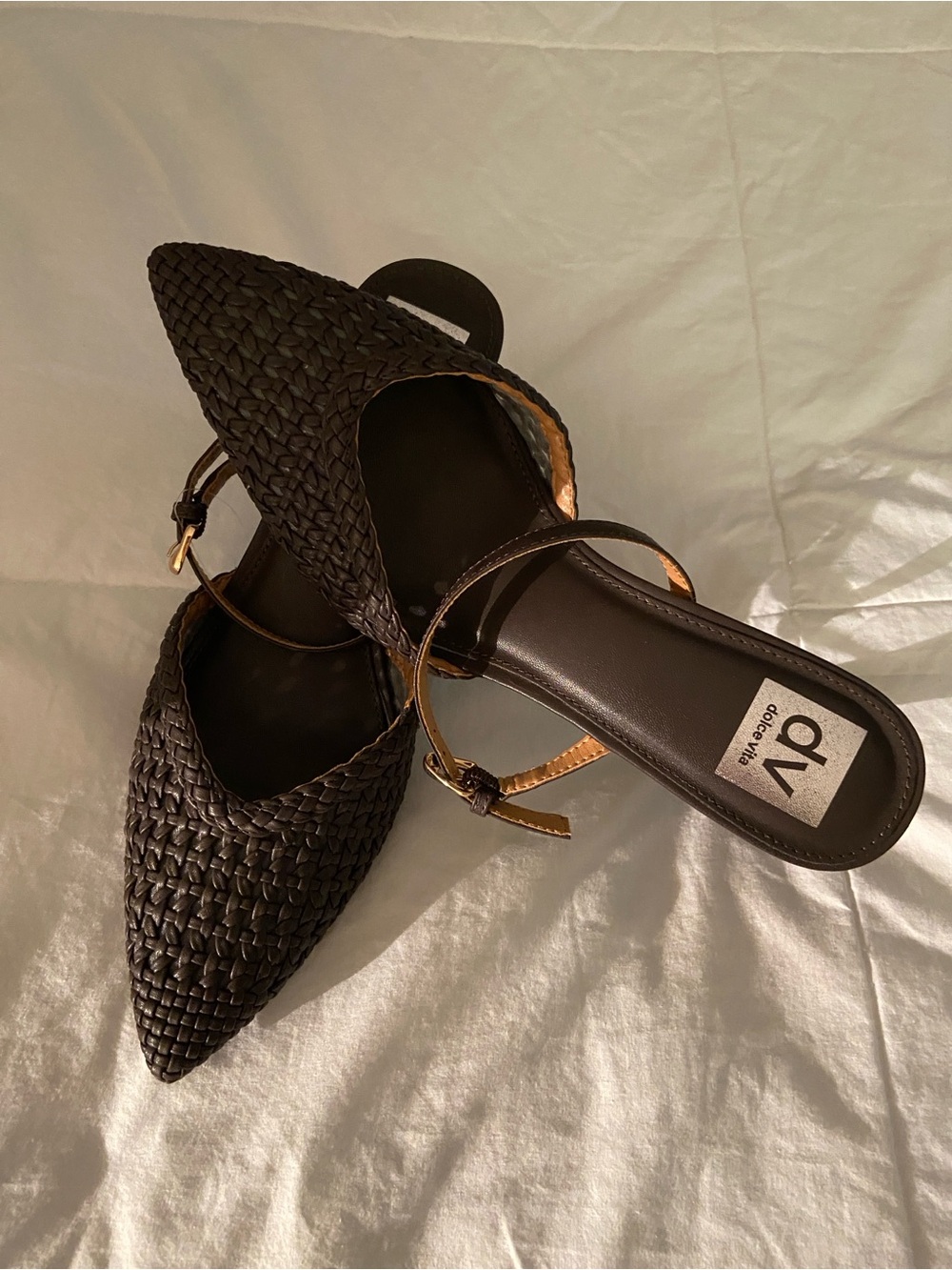🤎DV by Dolce Vita Dark Brown Woven Pointed-Toe Slingback 🤎